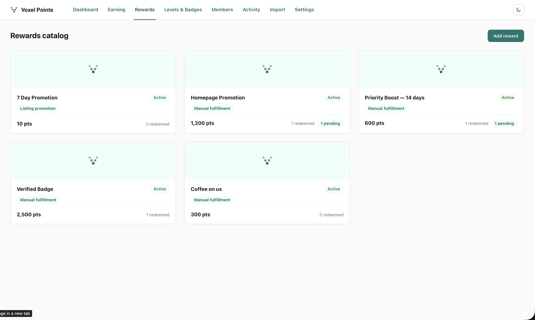 The Rewards catalog