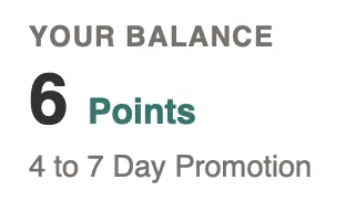 The Points Balance widget, showing the next-reward teaser